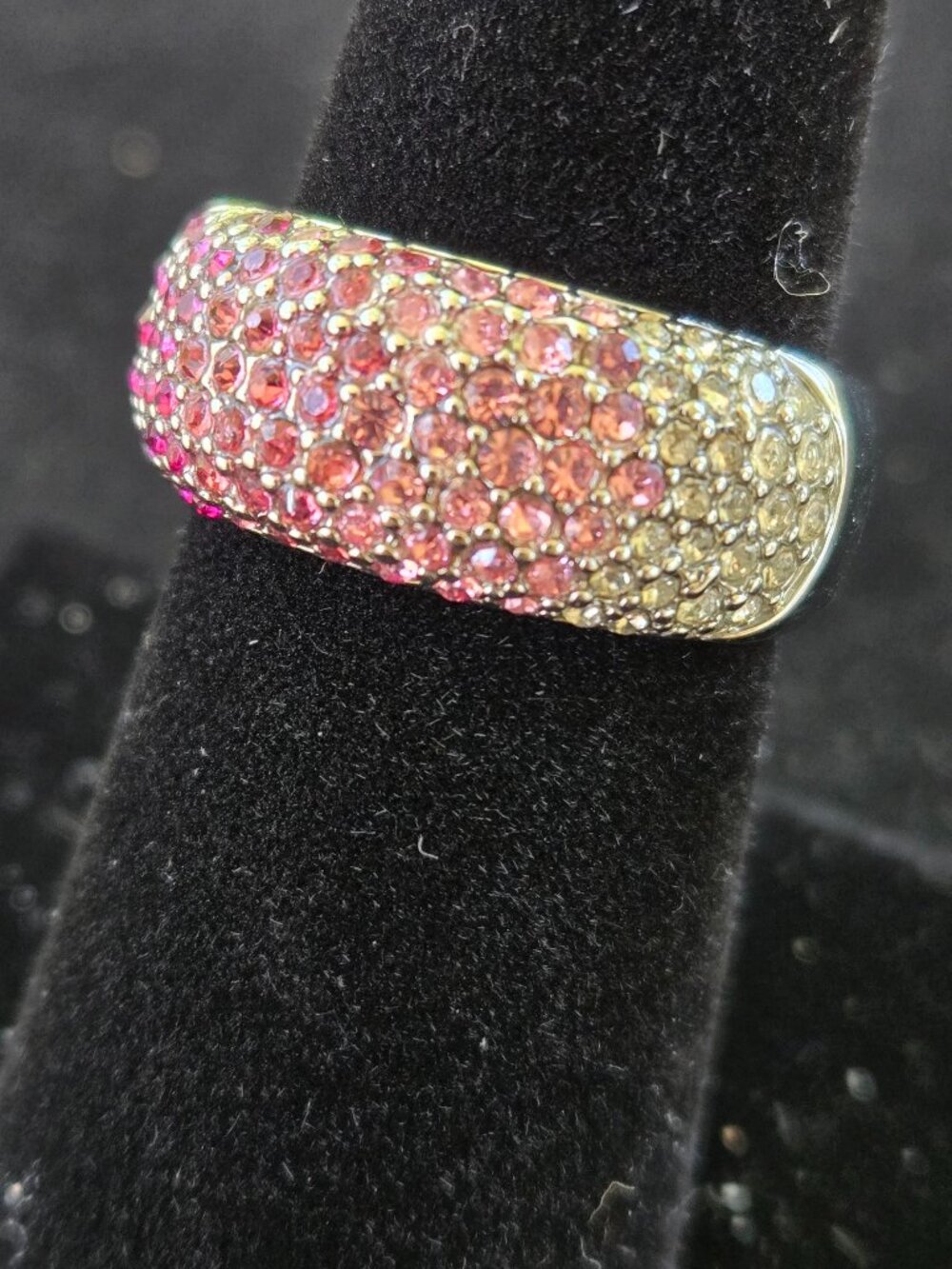 Avon Pink Pavé Dome Ring in Silver-Tone Size 7